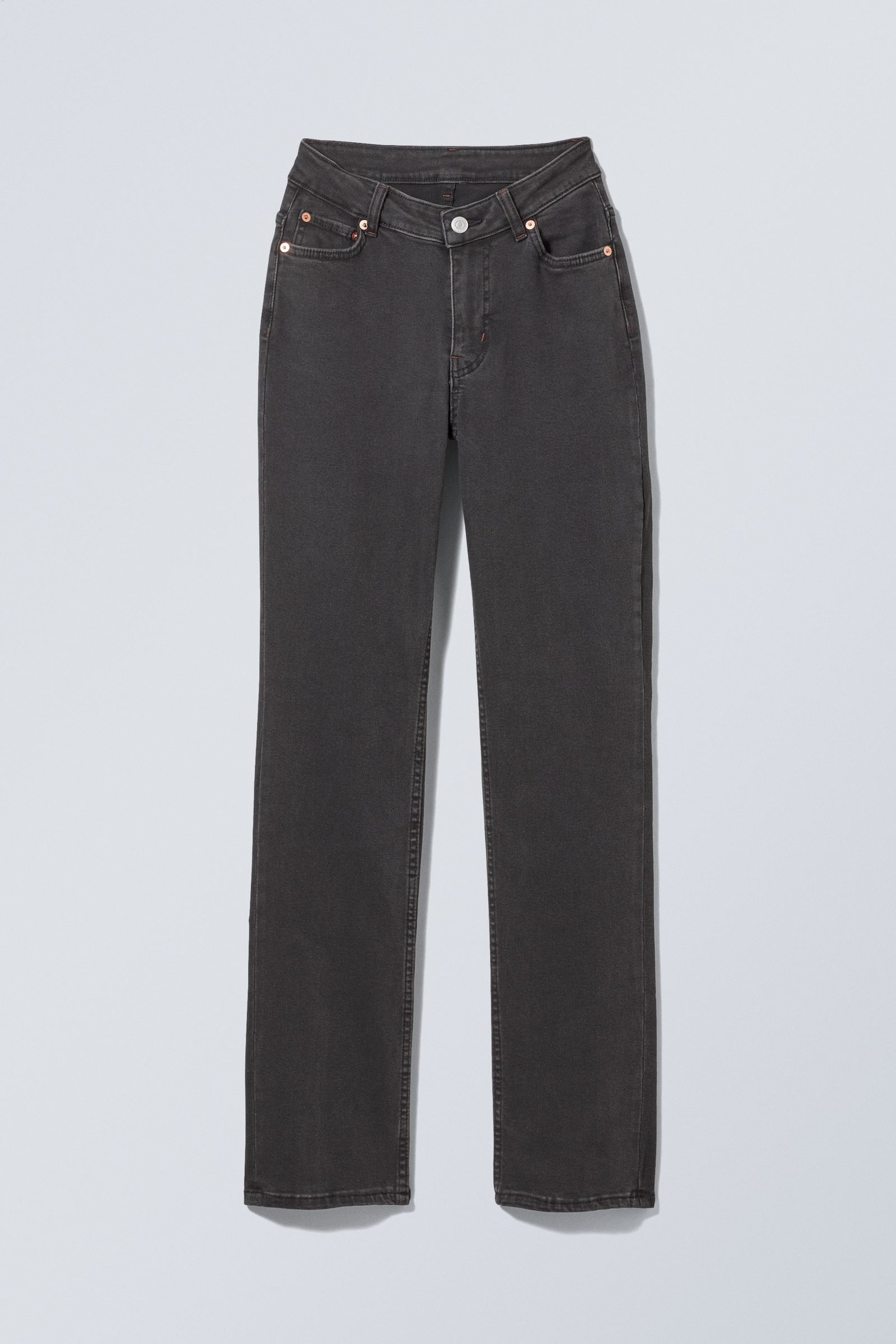 Black Lux - Black - Twig Curve Mid Rise Slim Straight Leg Jeans - 1