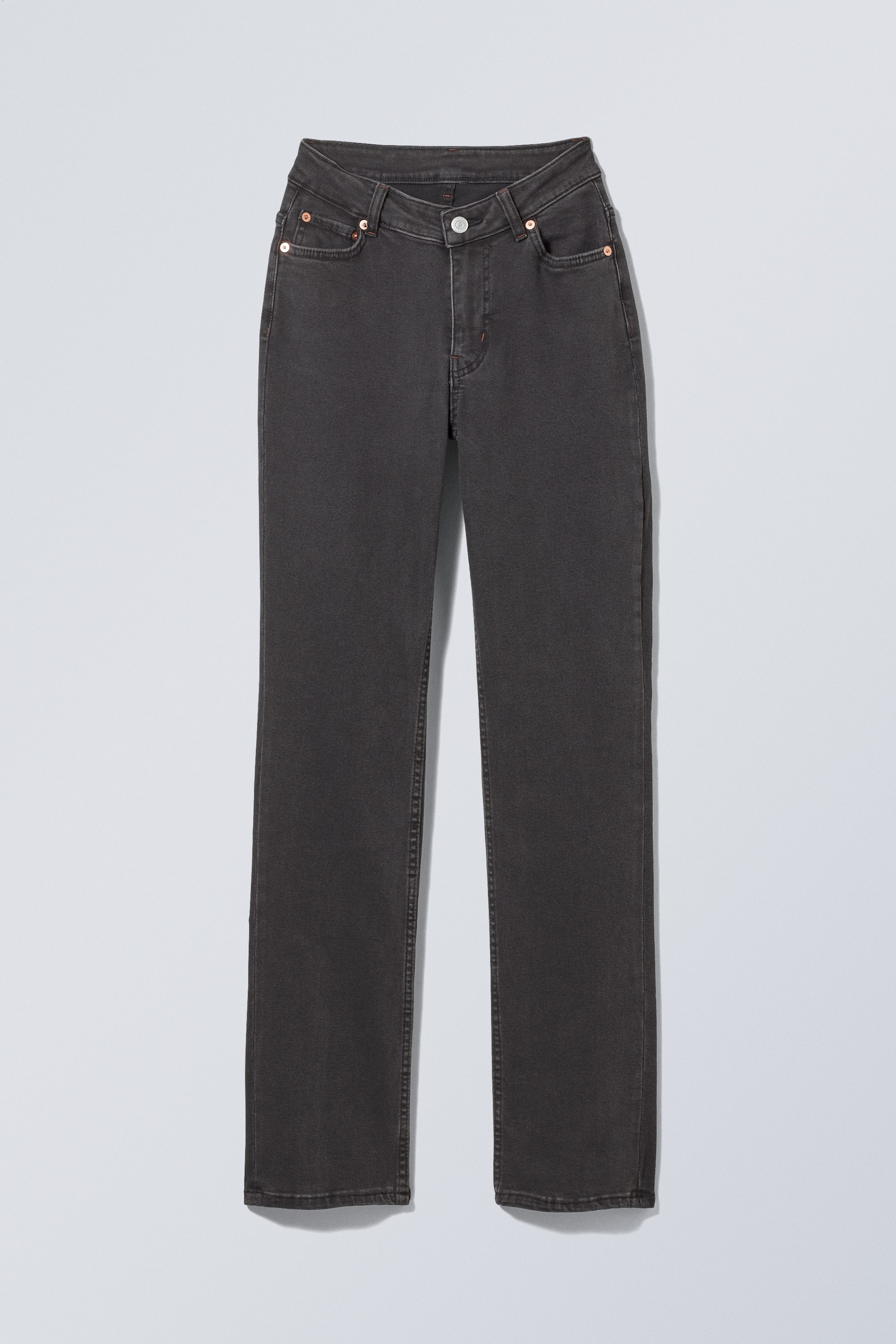 Black Lux - Black - Twig Curve Mid Rise Slim Straight Jeans - 1