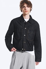 Blue Rinse/Dunkelblaues Denim - Cropped Denim-Shacket - 0