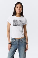 White - Misty Face - Boxy Printed Short-Sleeved T-shirt - 0