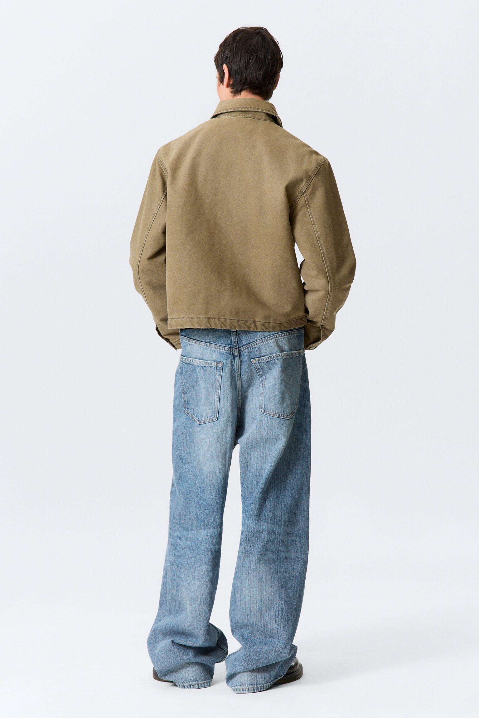 Veste zippée carrée décontractée - Beige/Noir - 5