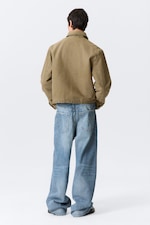 Beige - Locker geschnittene, kastige Zip-Jacke - 5