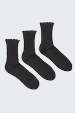 Black - 3-pack Frill Edge Socks - 0