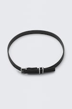 Black - Faux Leather Buckle Necklace - 1