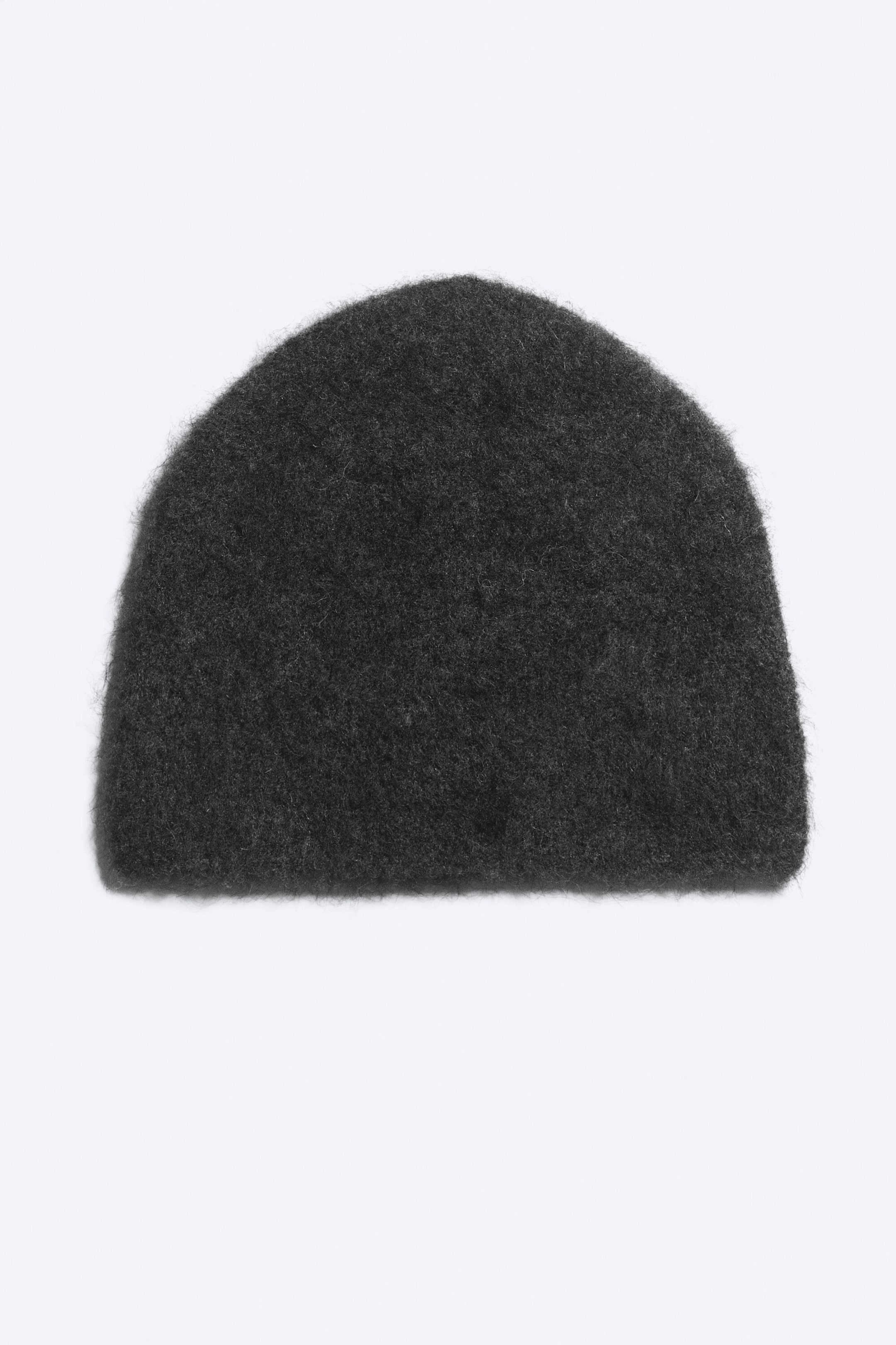 Dunkelgrau meliert - Flauschige Beanie aus Alpakamix - 0