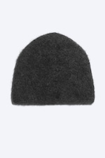 Dunkelgrau meliert - Flauschige Beanie aus Alpakamix - 0