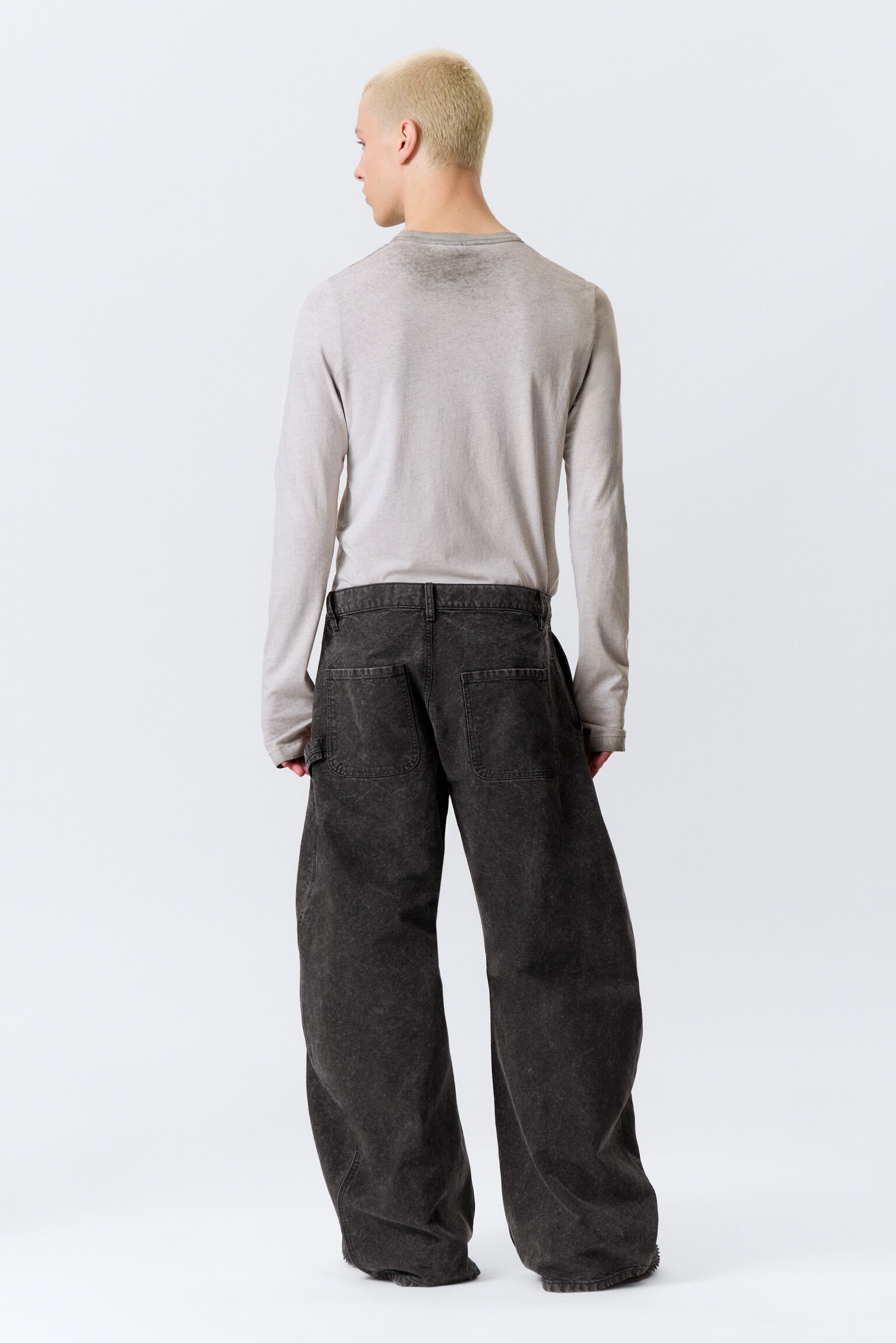 Pantaloni de lucru cu crac larg Barrel - Negru Spălat - 5