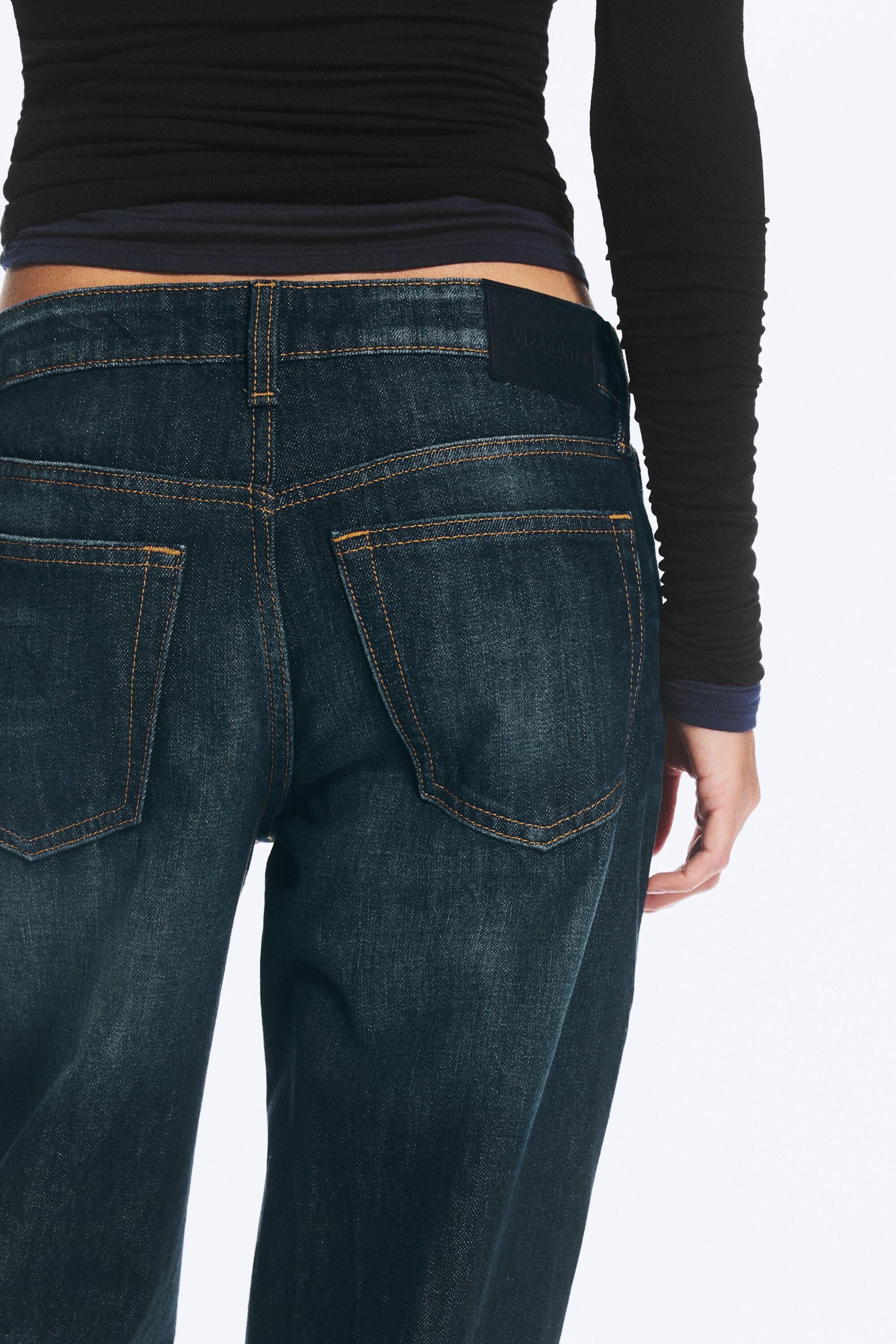 Rain Blue - Dark Blue - Ample Low Rise Loose Wide Jeans - 2