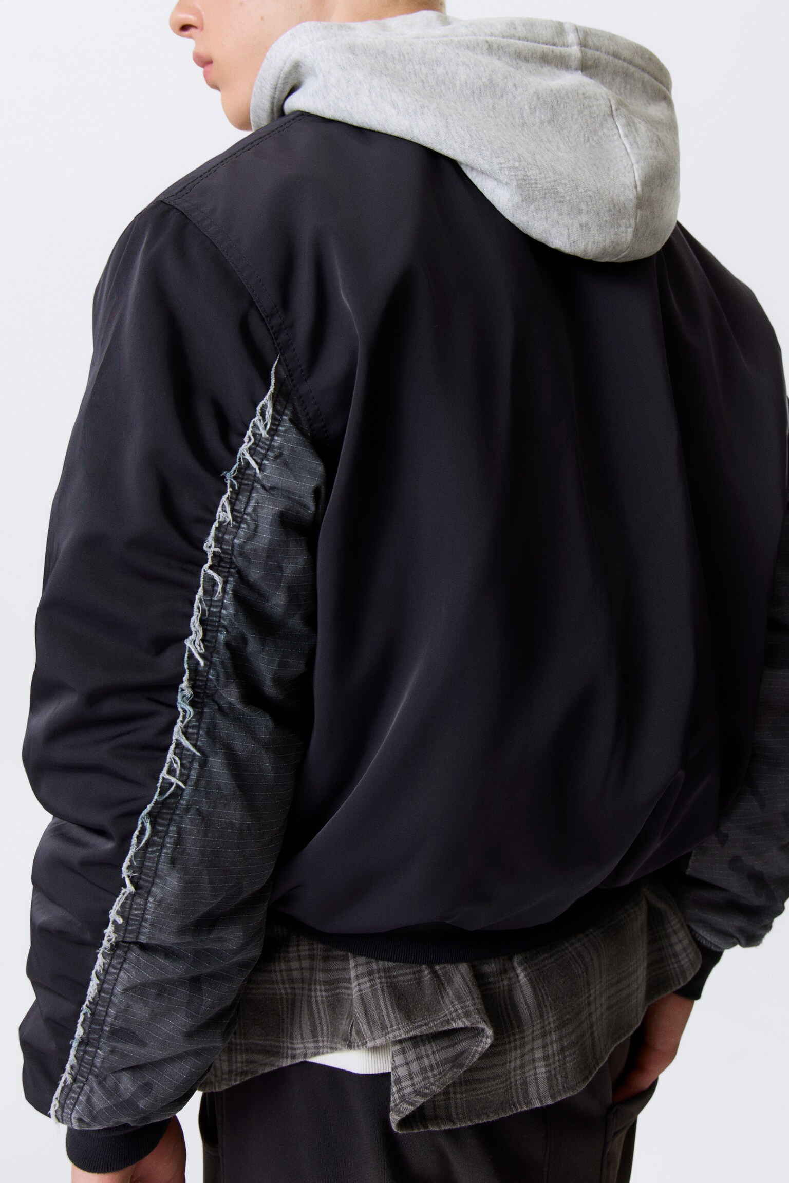 Volná bomber bunda s kapucí - Tmavě námořnická modrá - 4