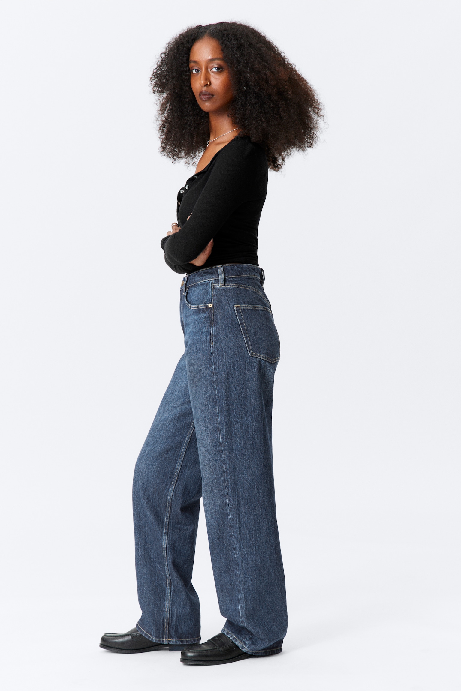 Jean large standard taille haute Halo Curve - Morning Blue - Bleu foncé/Black Rinse - Noir/Moss Blue - Bleu foncé - 5