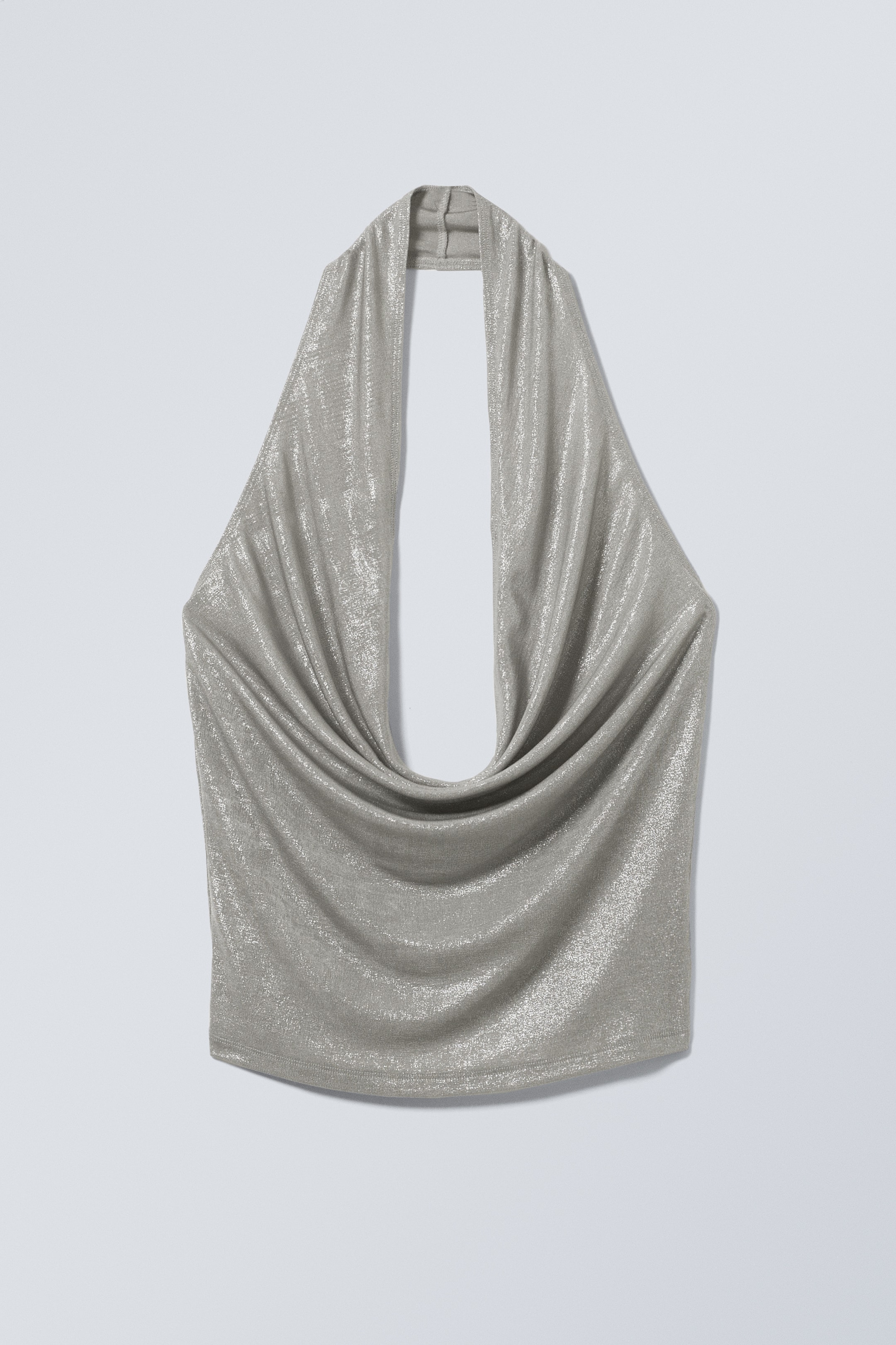 View larger image: Waterfall Drape Halterneck Top - Dusty Grey - Ladies | H&M GB 1
