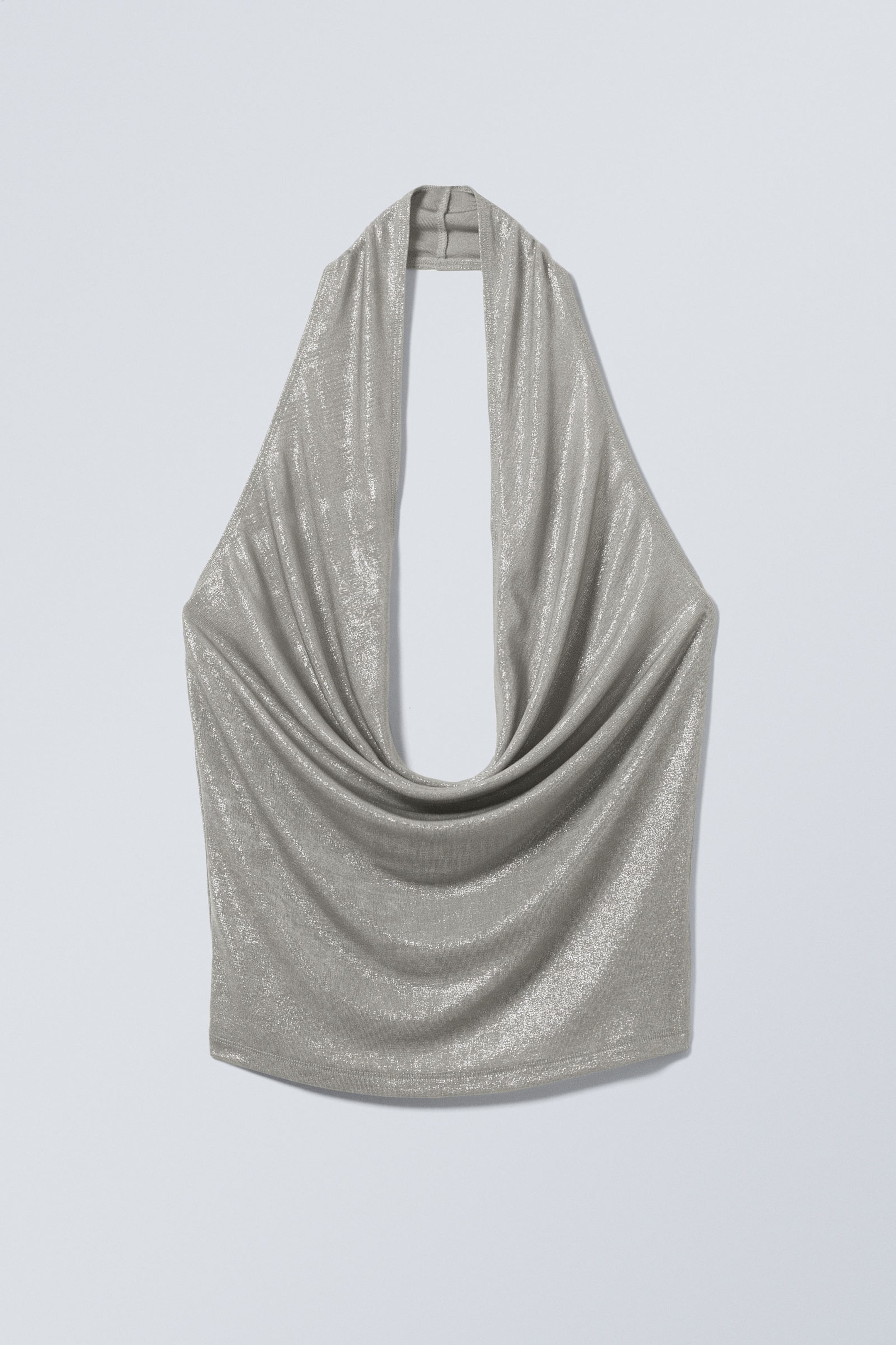 Dusty Grey - Waterfall Drape Halterneck Top - 1