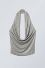 Dusty Grey - Neckholder-Top mit Wasserfall-Ausschnitt - 0