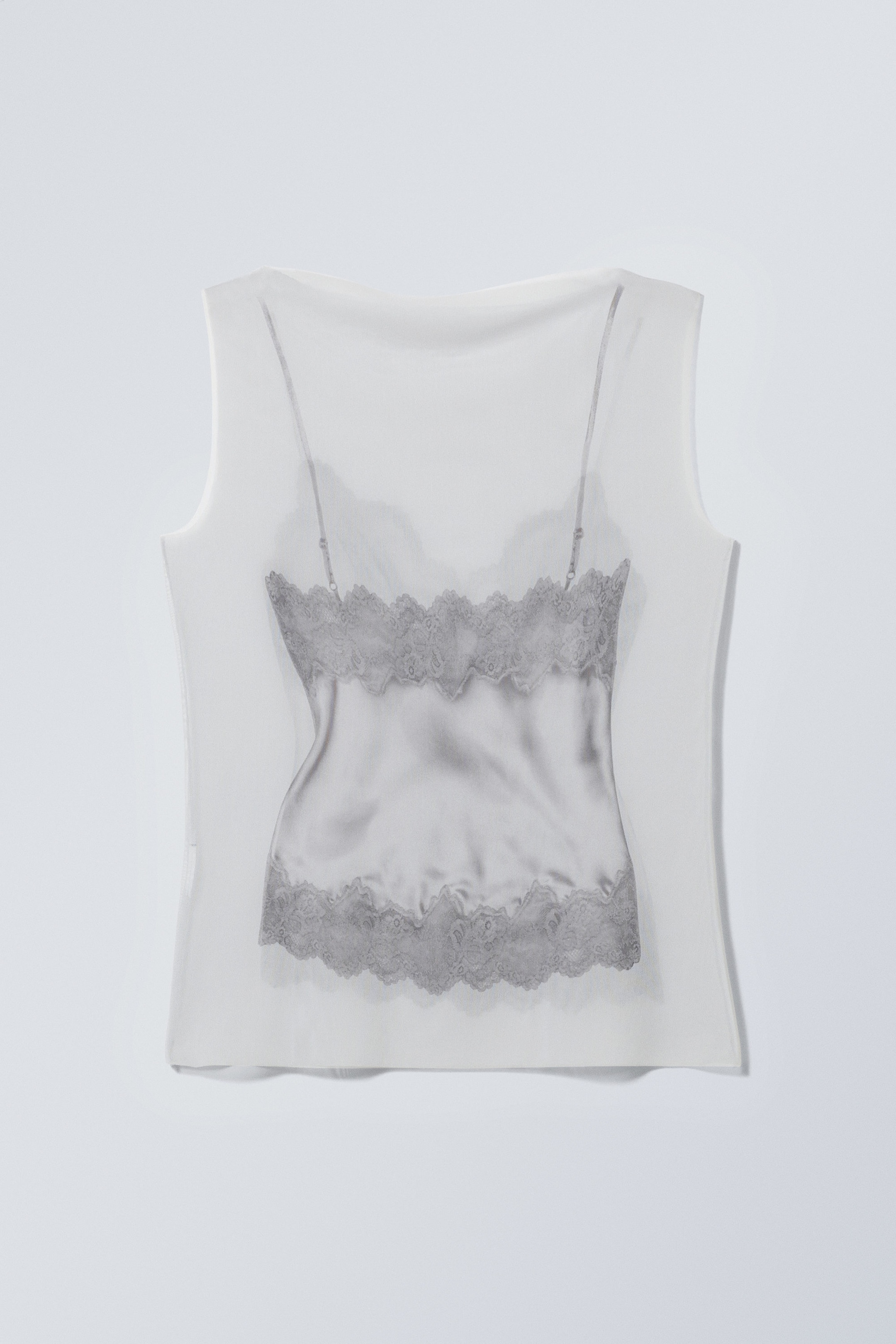 Transparenter Spitzentop-Print - Transparentes, bedrucktes Trägertop - 2