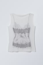 Transparenter Spitzentop-Print - Transparentes, bedrucktes Trägertop - 1