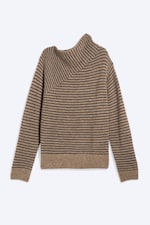 Randig Brun - Jumper med asymmetrisk halsringning - 4