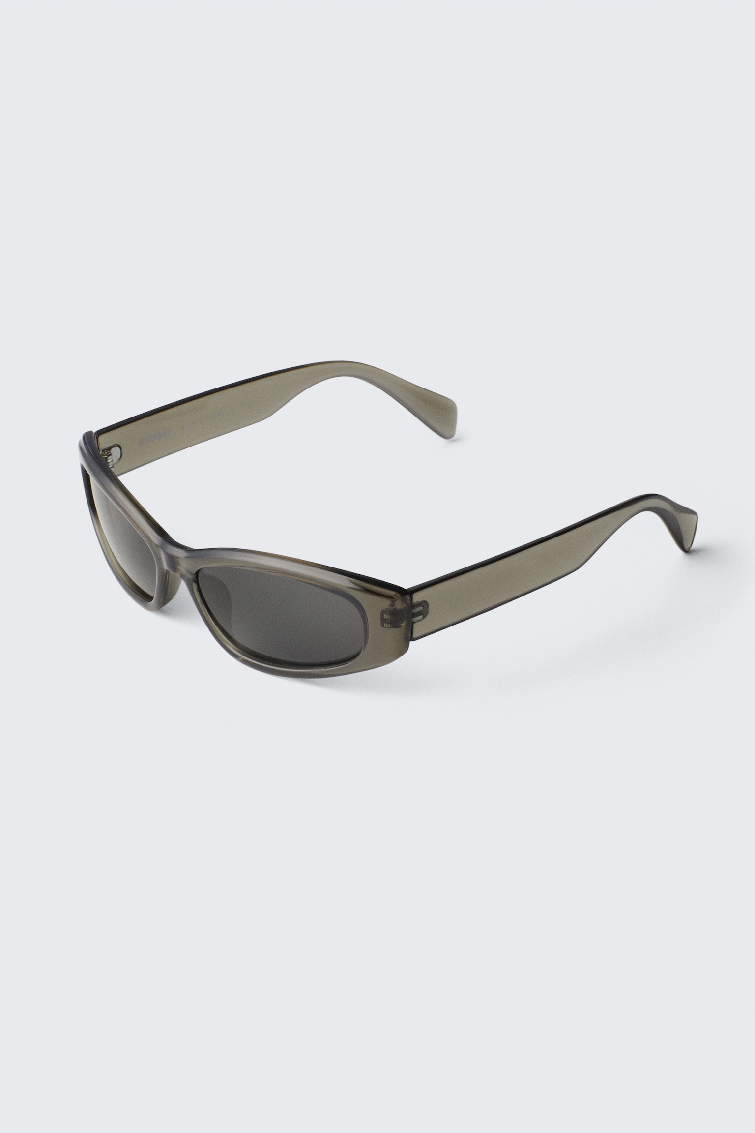 Slide Curved Frame Unisex Sunglasses - Transparent Khaki - 4