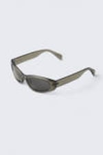Transparent Khaki - Unisex solglasögon med böjd båge - 3