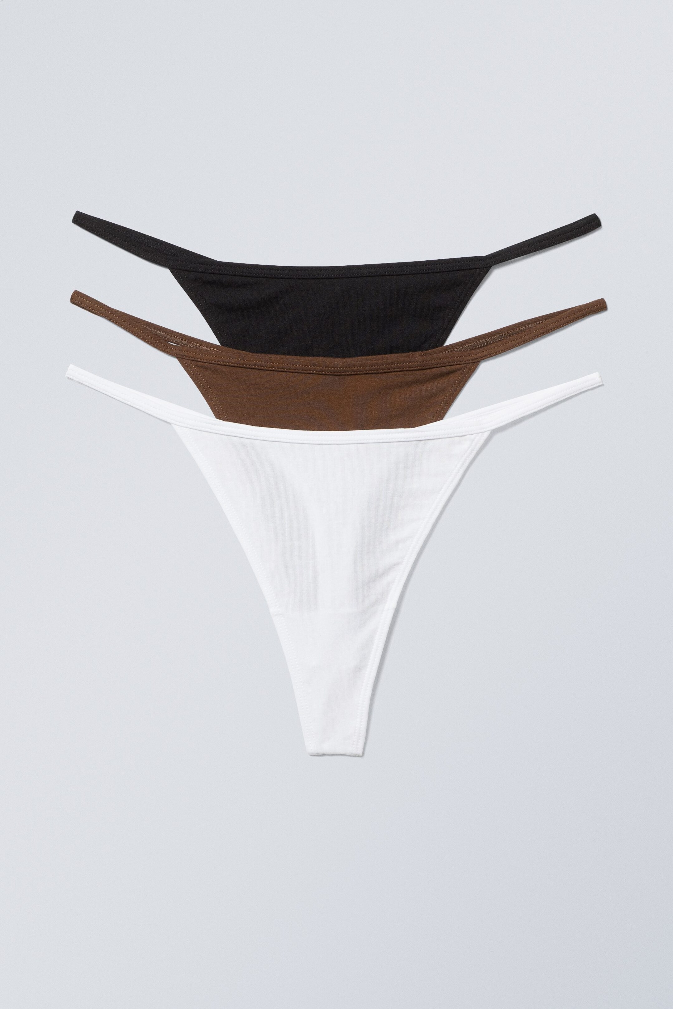 Dunkelbraun/Weiß/Schwarz - Baumwoll-Tangas Alex 3er-Pack - 0