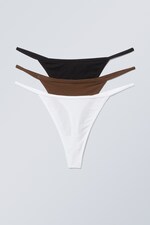 Dunkelbraun/Weiß/Schwarz - Baumwoll-Tangas Alex 3er-Pack - 0
