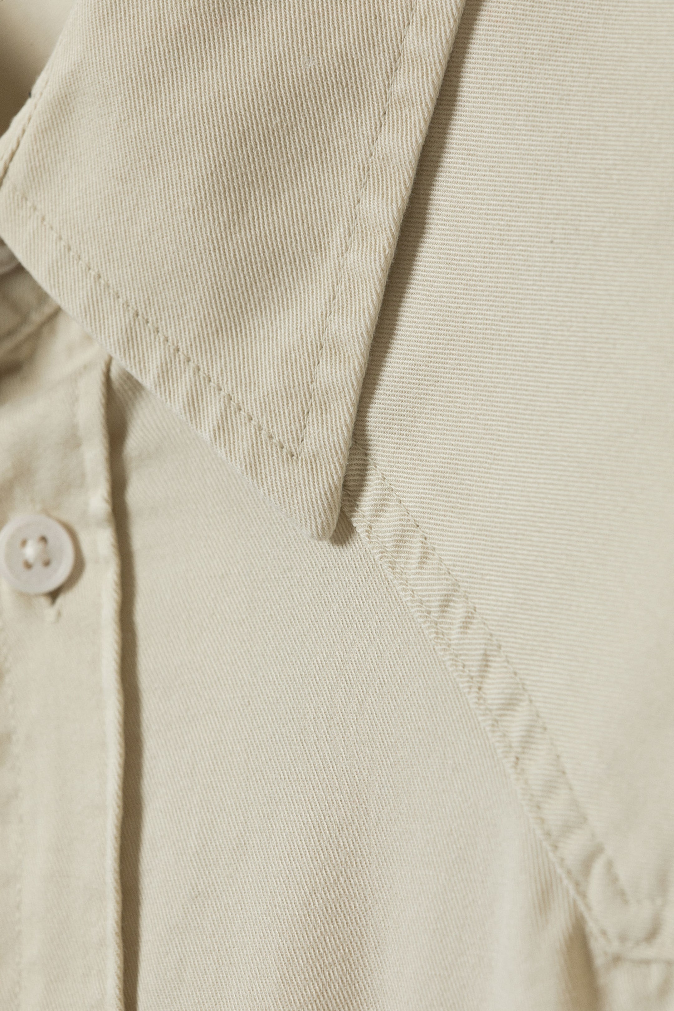 Lichtbeige - Ruimvallend overhemd van katoenen twill met lange mouwen - 5