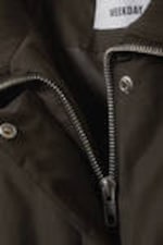 Dark Brown - Cropped Rib Funnel Neck Bomber Jacket - 1