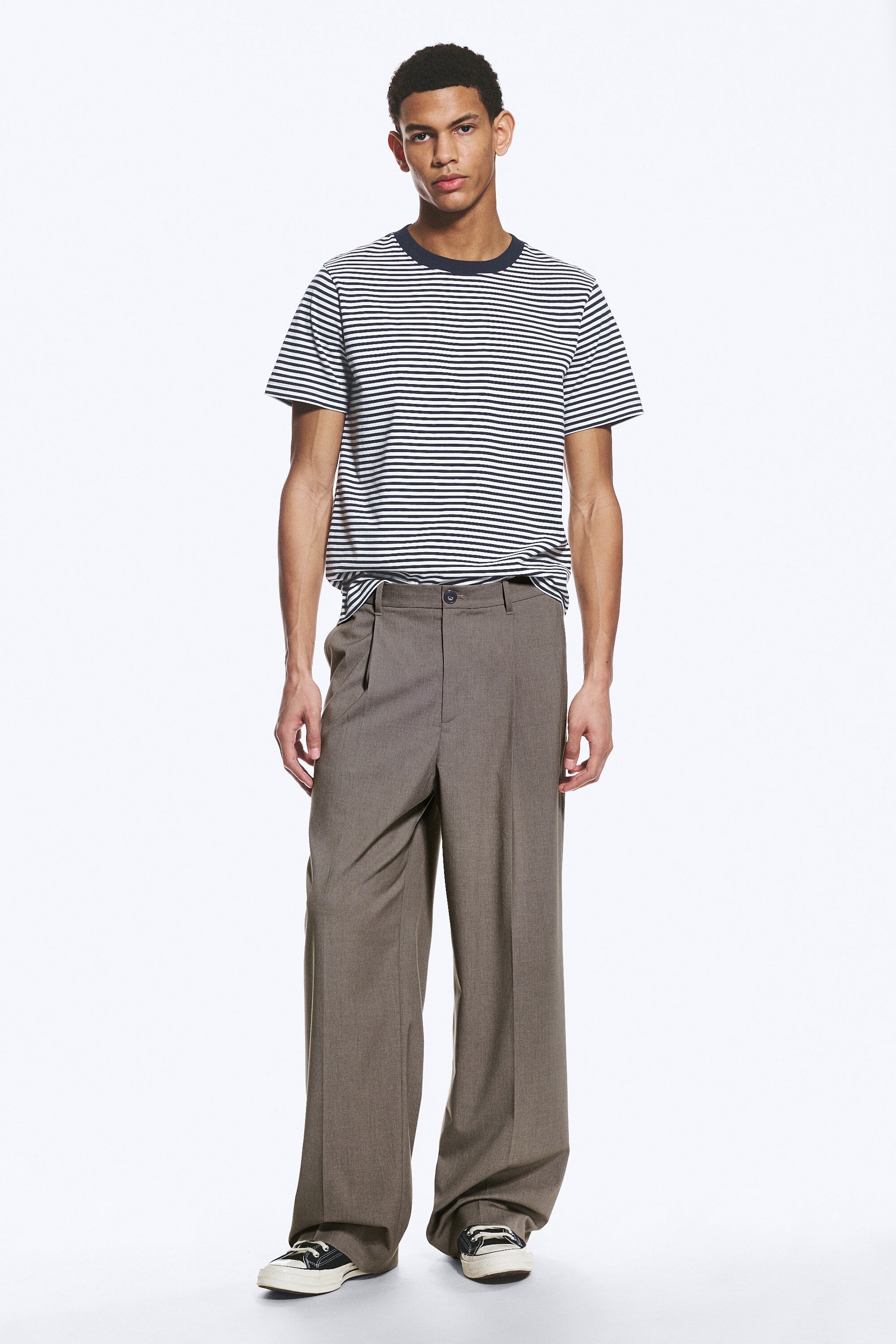 Dark Green Melange - Uno Loose Suit Trousers - 2