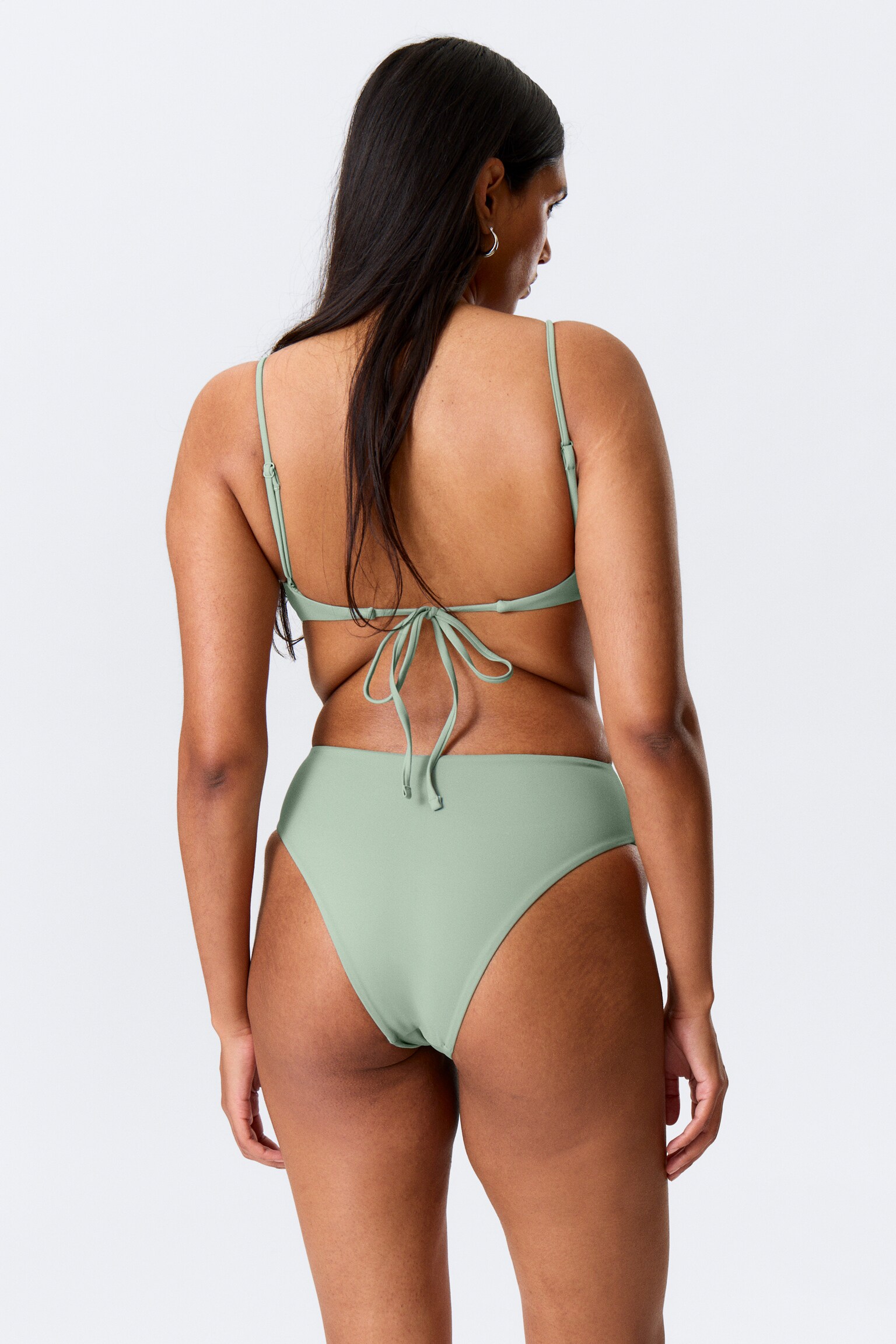 High Rise Brazilian Bikini Bottoms - Pastelově zelená/Dark Brown - 3