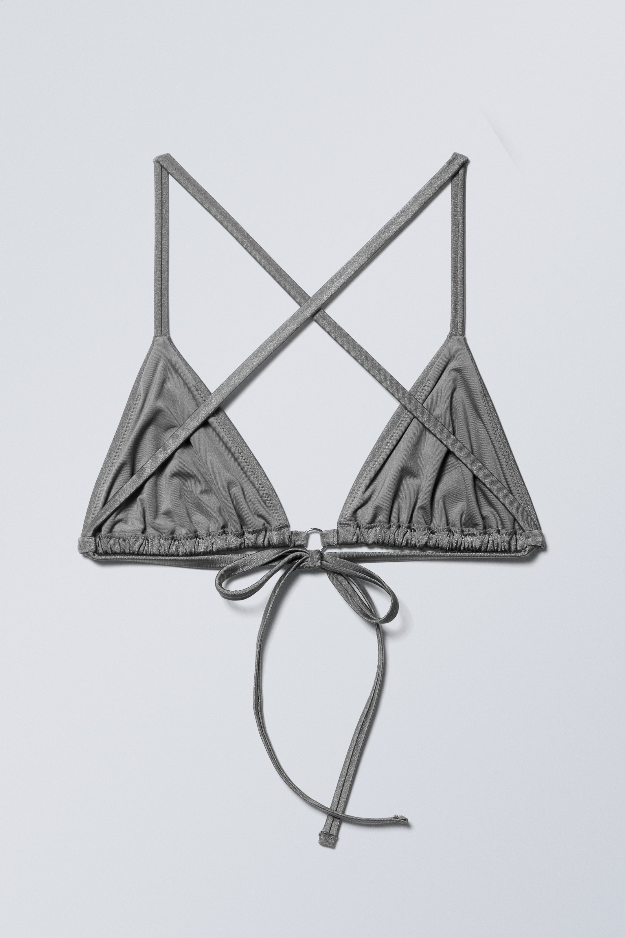 Grauer Schimmer - Triangel-Bikinioberteil zum Binden - 2