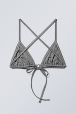 Grauer Schimmer - Triangel-Bikinioberteil zum Binden - 1