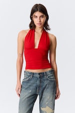 Rood - Top met lage halterhals - 0