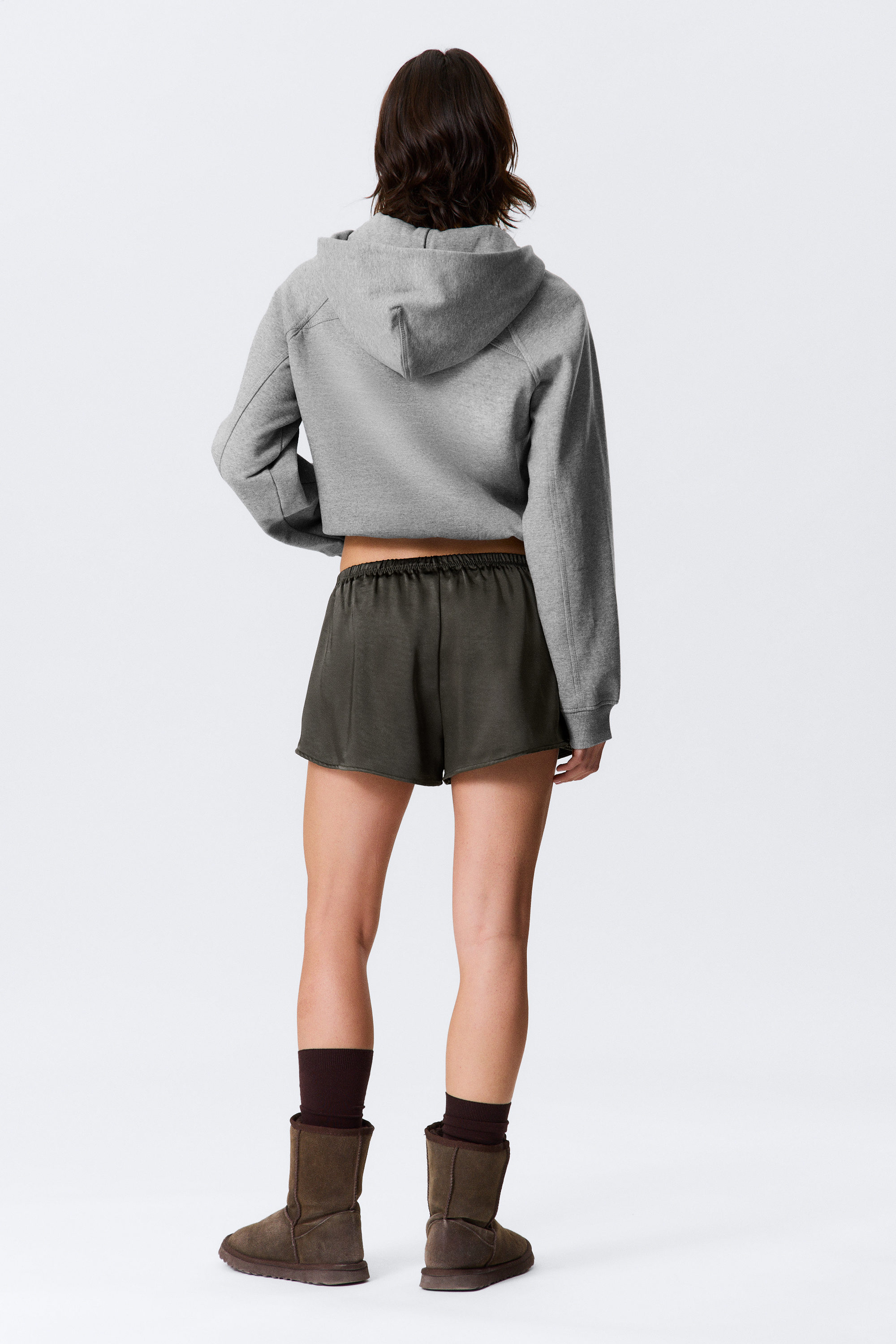 Gewaschenes Dunkelgrau - Pyjama-Boxershorts aus gewaschenem Satin - 6