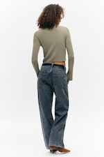 Khaki Green - Ribbed Tie-Front Cardigan - 2