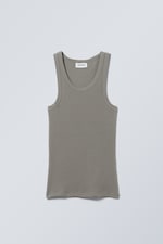 Dunkelgrau - Enganliegendes Tanktop - 0