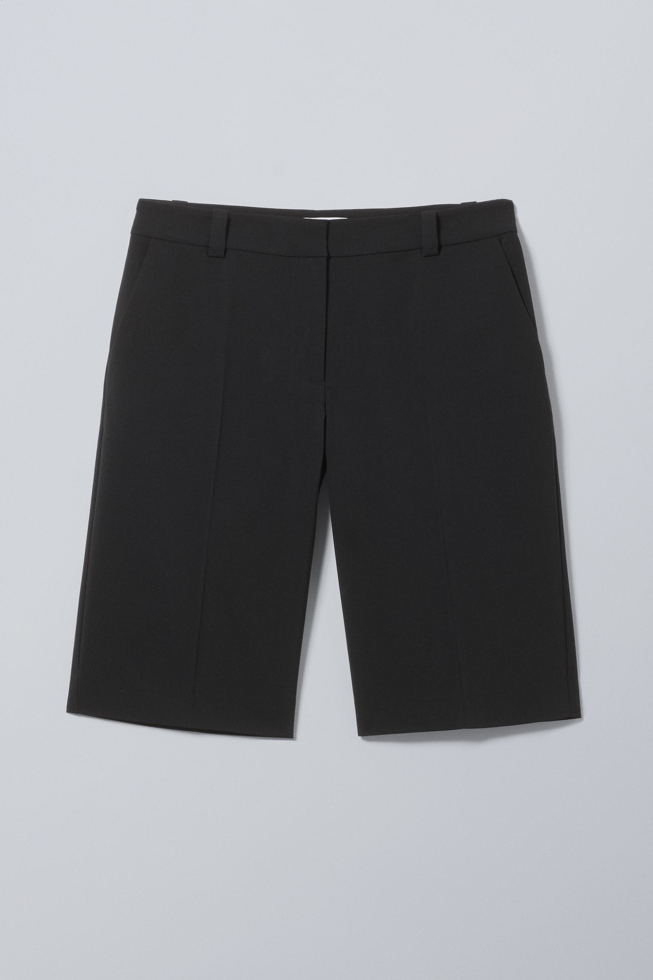 Black - Knee Length Suiting Shorts - 0