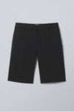 Black - Knee Length Suiting Shorts - 0