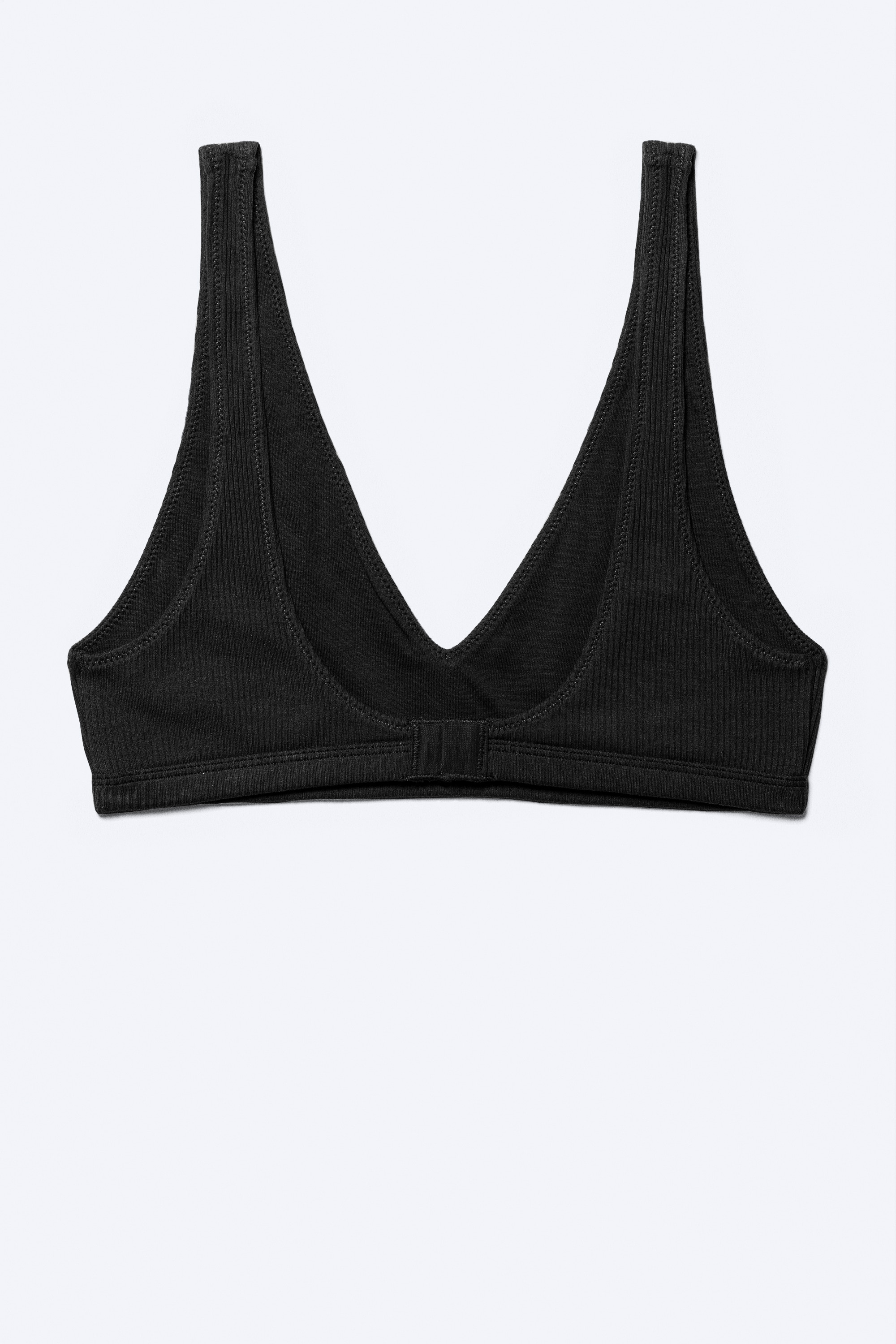 Plunge Rib Soft Bra - Black