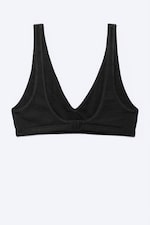 Schwarz - Gerippter Soft-BH mit tiefem V-Ausschnitt - 3