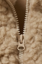 Dusty Beige - Oversized Fluffy Zip Jacket - 5