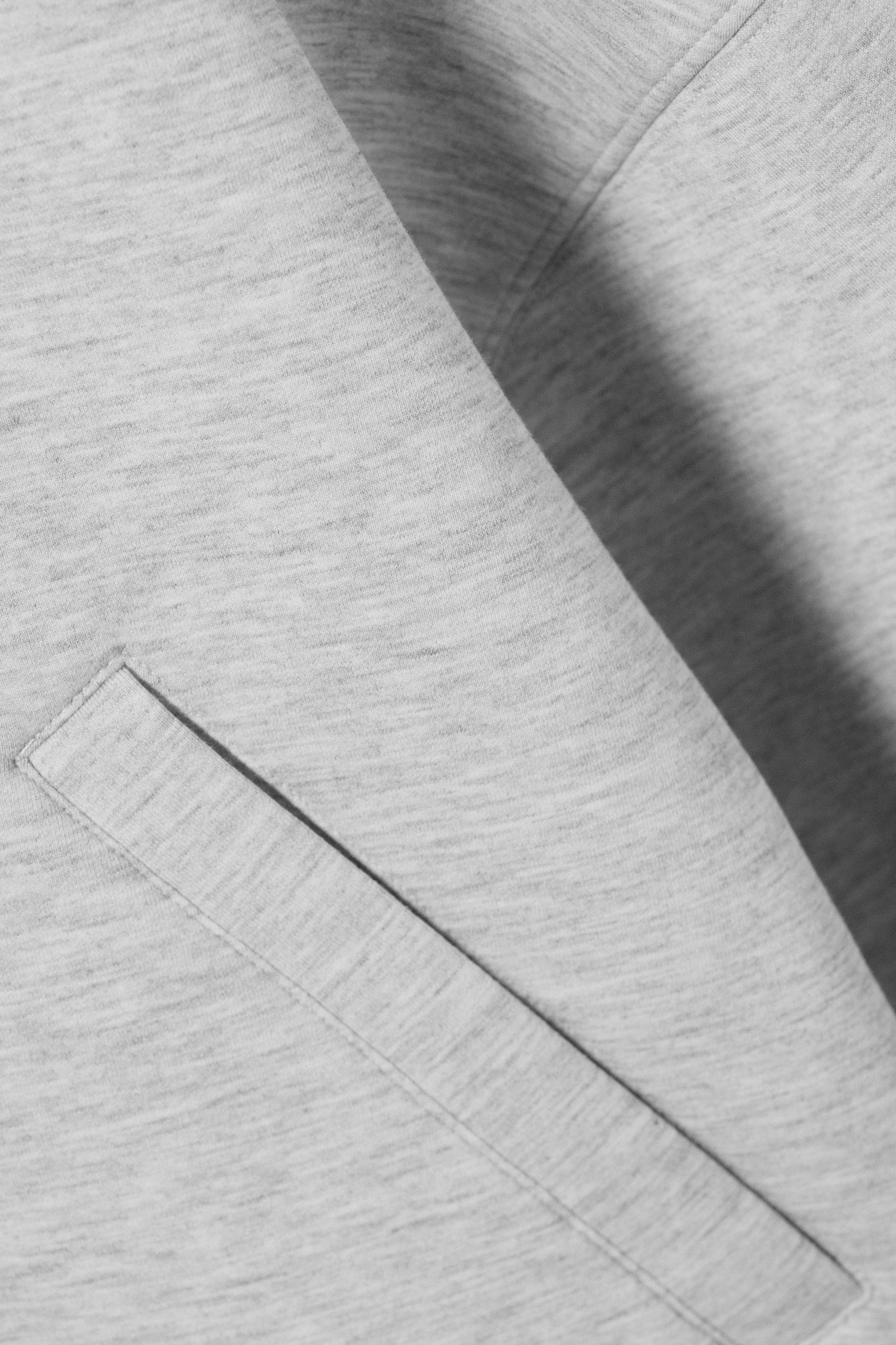 Grey Melange - Oversized Funnel Neck Scuba Zip - 2