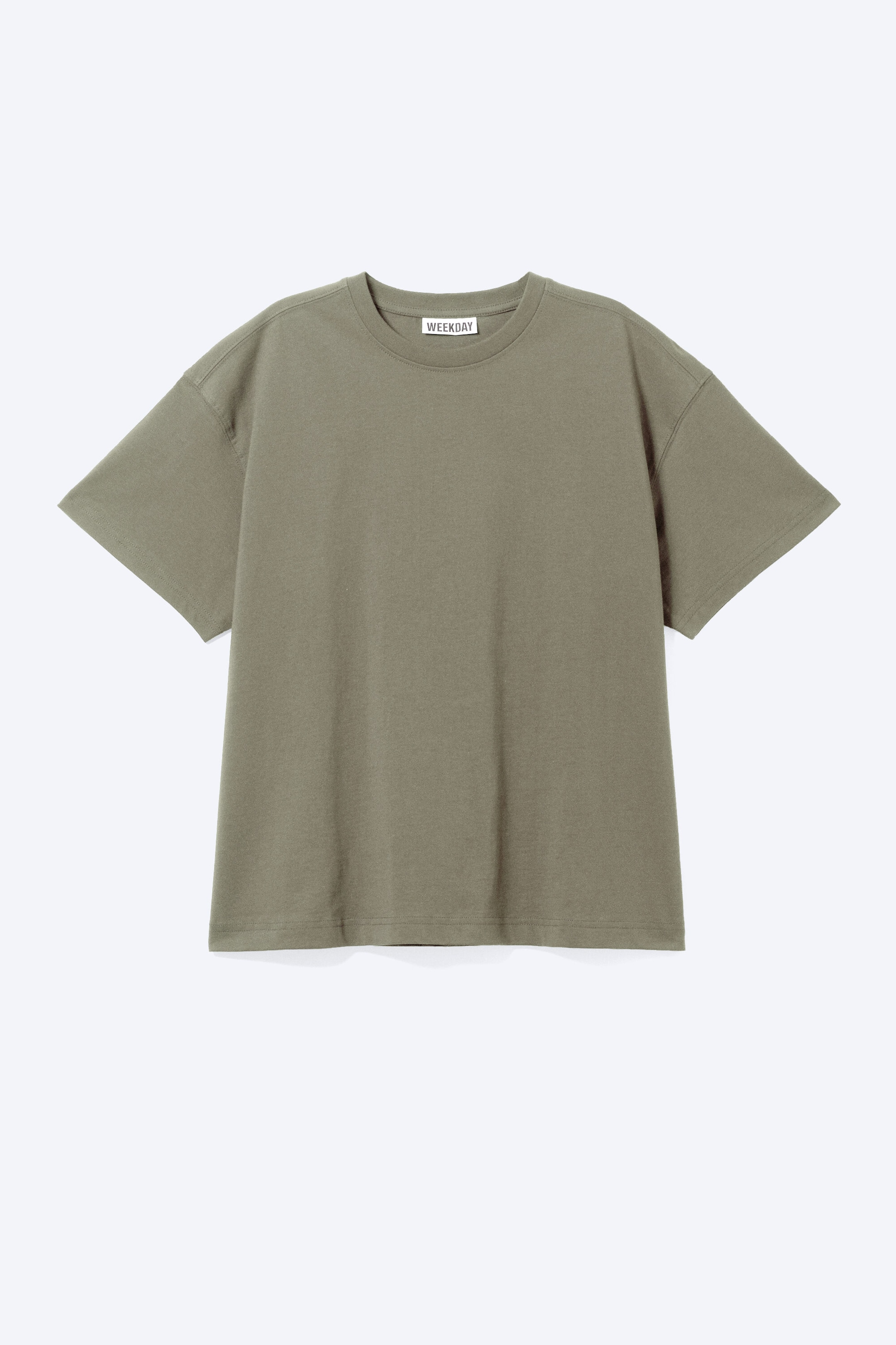 Zacht kakigroen - Ruimvallend boxy T-shirt van katoen