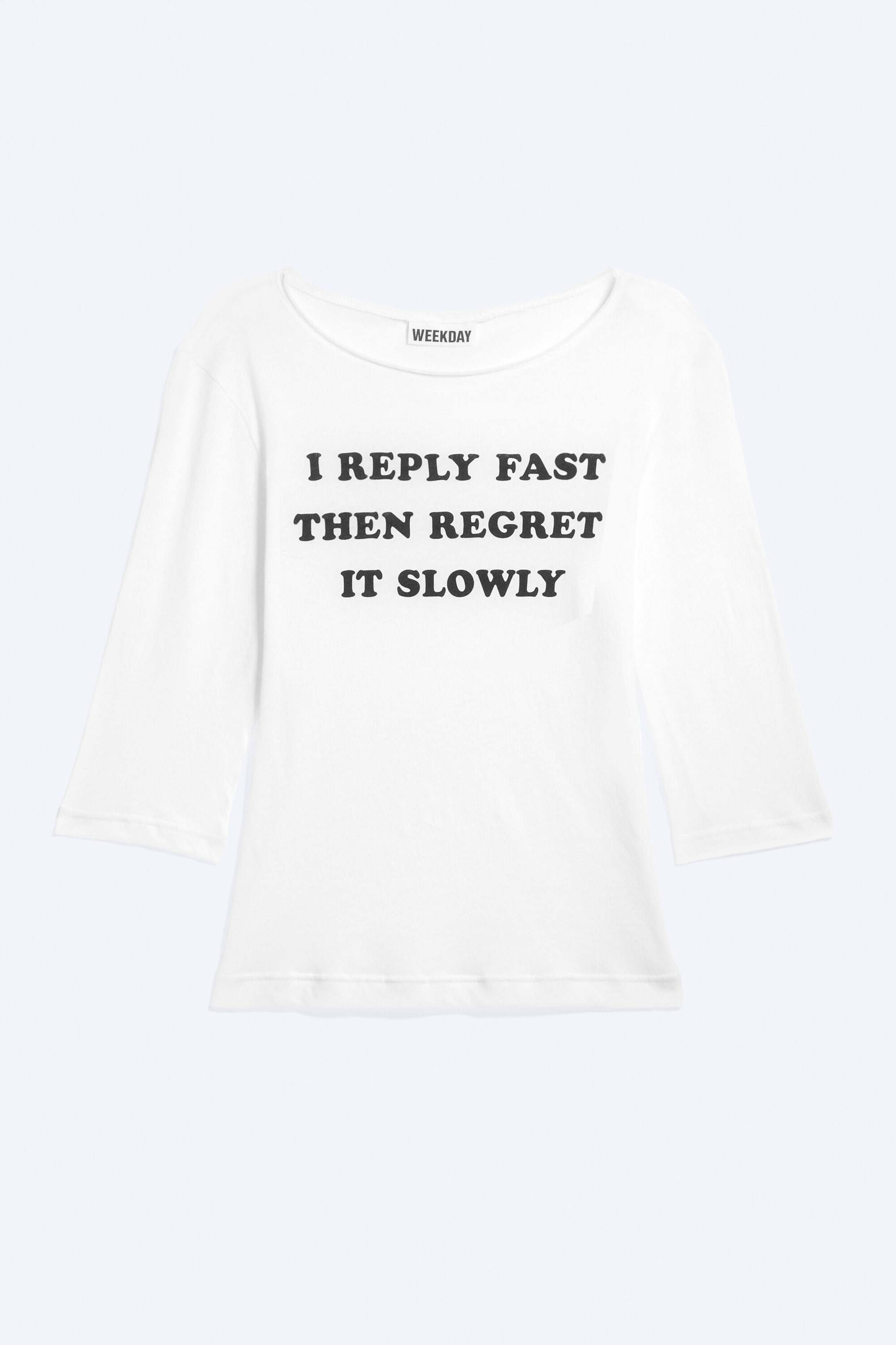White - Printed three-quarter long-sleeved top - 3