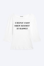 White - Printed three-quarter long-sleeved top - 3