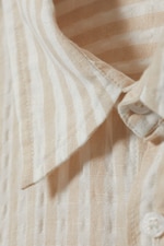Beige/Gestreift - Oversized-Hemd aus Leinenmix - 1