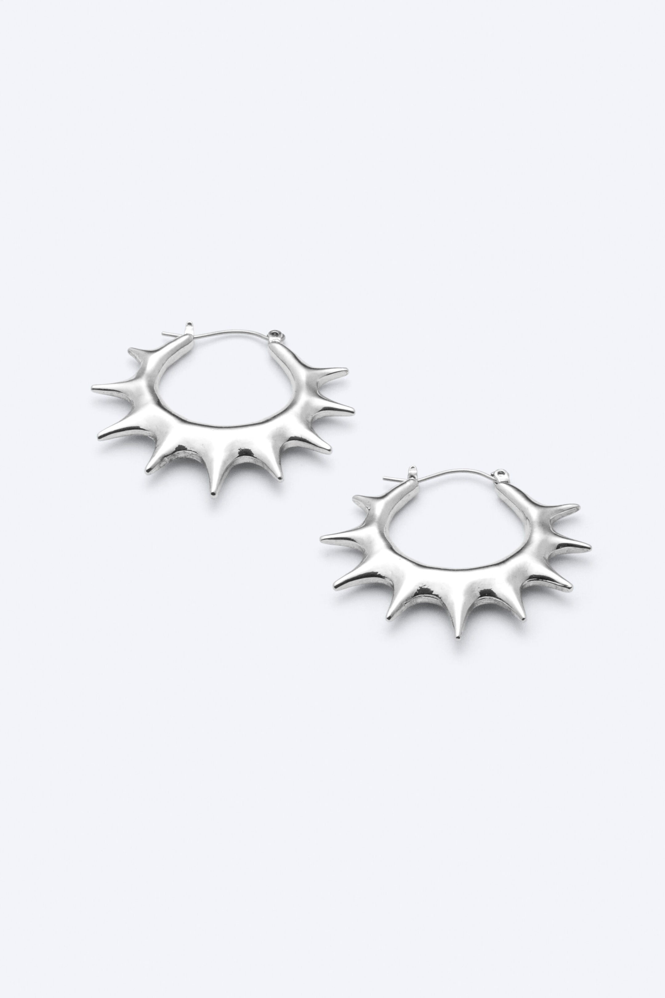 Grå Silver - Spiked Hoop-örhängen - 1