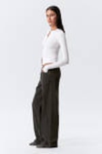 Ink Black - Black - Ample Low Rise Loose Wide Leg Jeans - 2