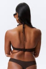 Dark Brown - Ruched Halter Bandeau Bikini Top - 3