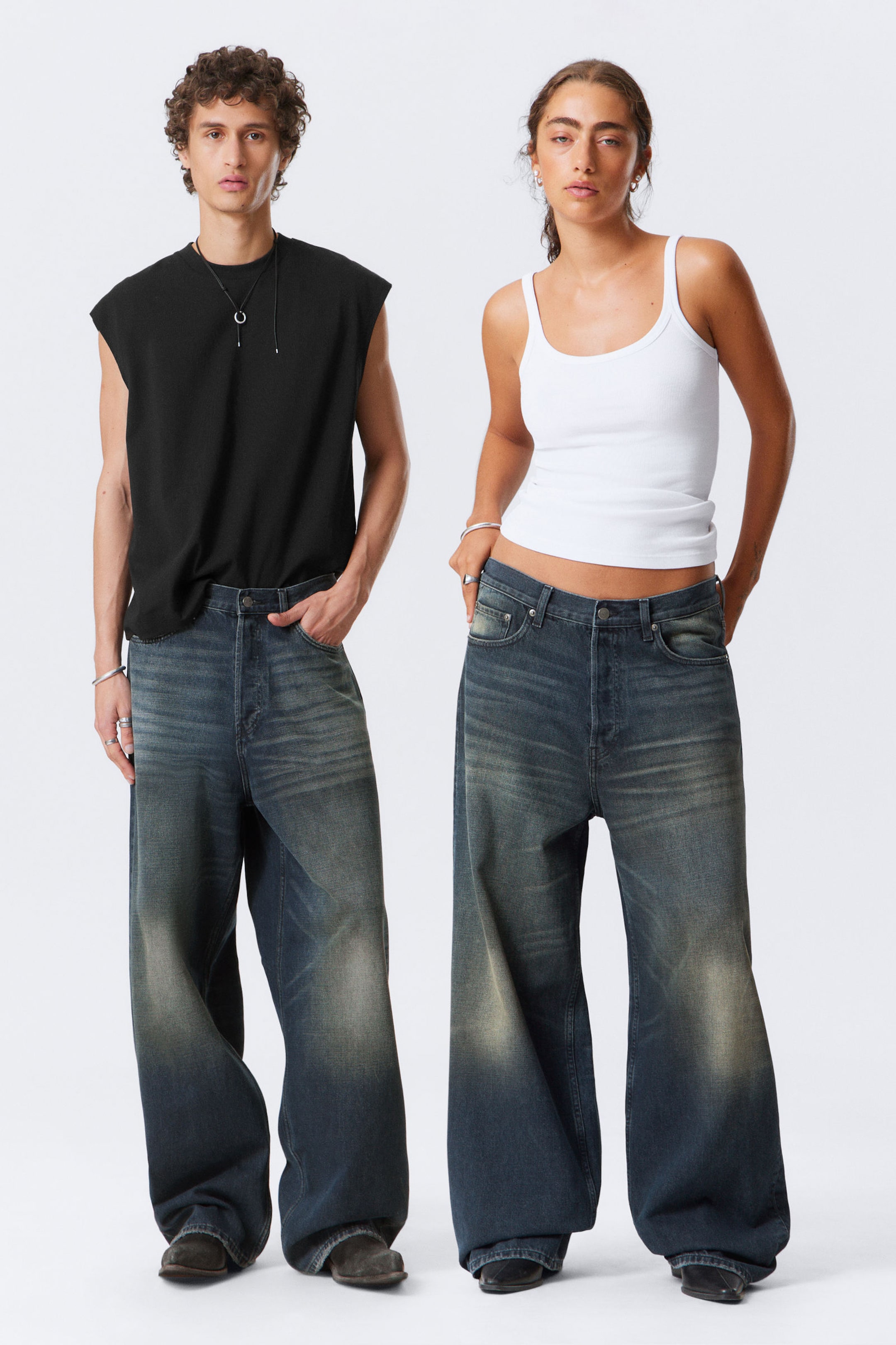#4C5164 - Astro Loose Baggy Leg Jeans - 1