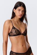 Black - Lace Triangle Soft Bra - 0