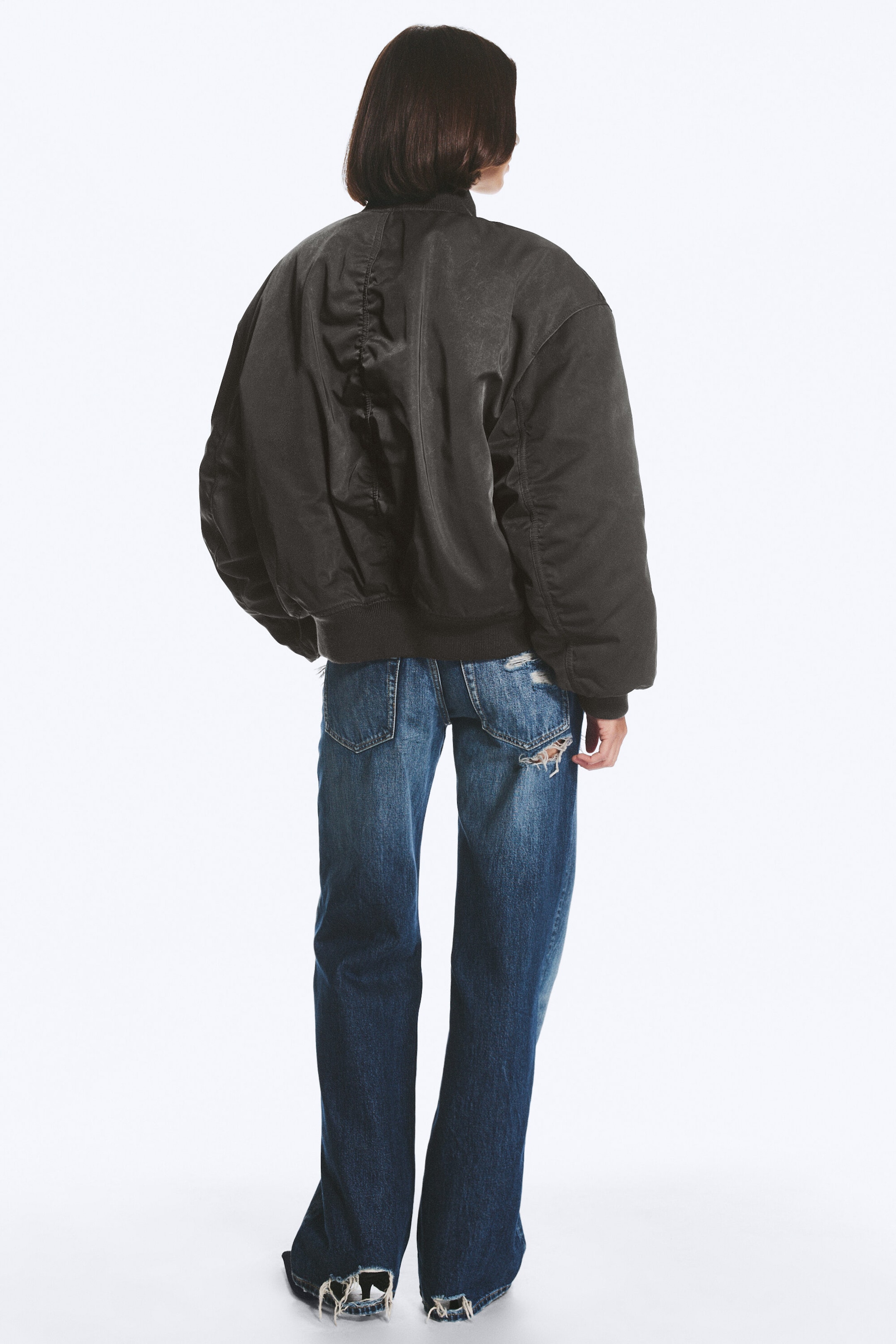 Dunkelgrau - Oversized Bomberjacke - 5
